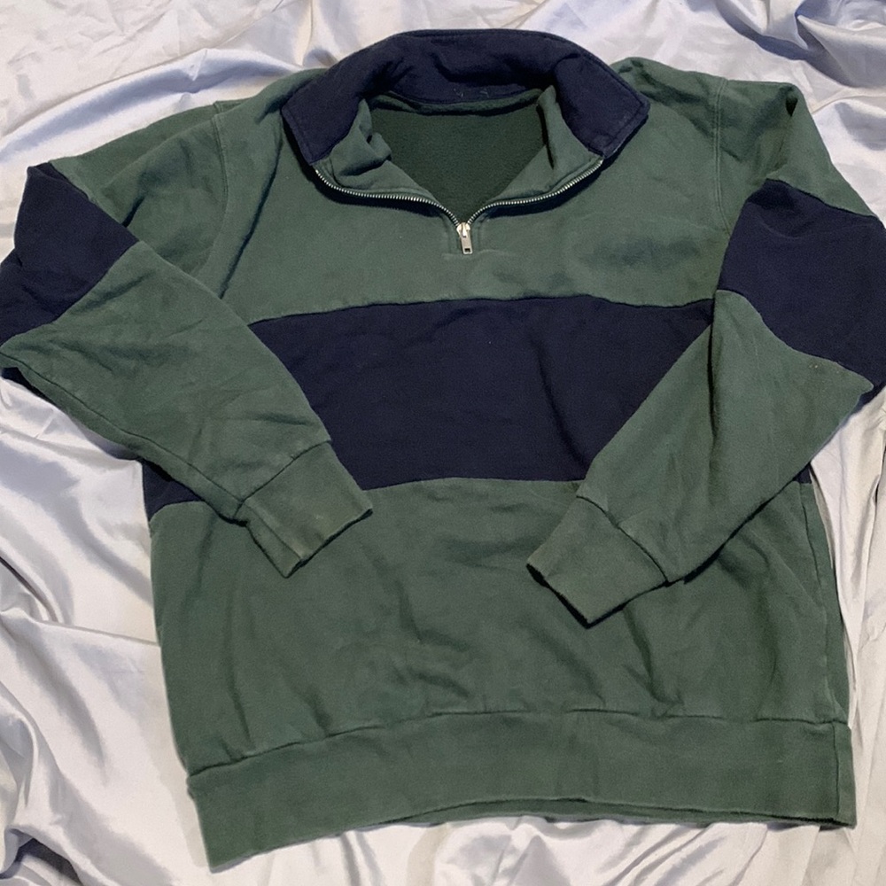 Green and navy blue sweater